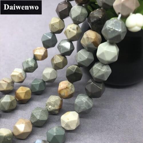 America Picture Jasper Beads 6-12mm Faceted Natural Stone Cut Gem DIY