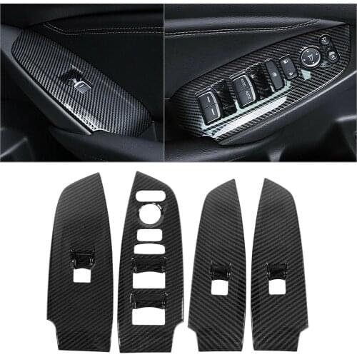 For Honda Accord 2018-2021 Carbon Fiber ABS Interior Window Switch Panel Cover Trim Car Sticker Accessories 4Pcs/Set