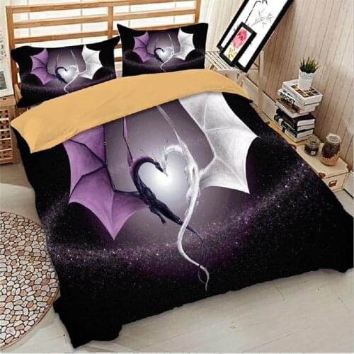 Purple and White Dinosaur Bedding Linen Cover Boy Microfiber Bedding Pillowcase Single Foot Queen
