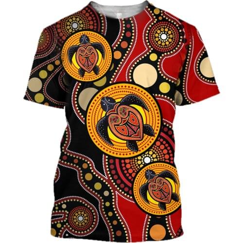 3D Turtle T-shirt Aboriginal Indigenous Lizards and the Sun Tees Summer Unisex Shirts for Men Short Sleeve Casual O-Neck Tops