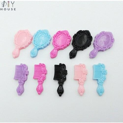 10/20/30Pcs Simulation Comb/Mirror Flat Back Planar Resin Color DIY Craft Supplies Phone Shell Decor Hair Accessories Matreial