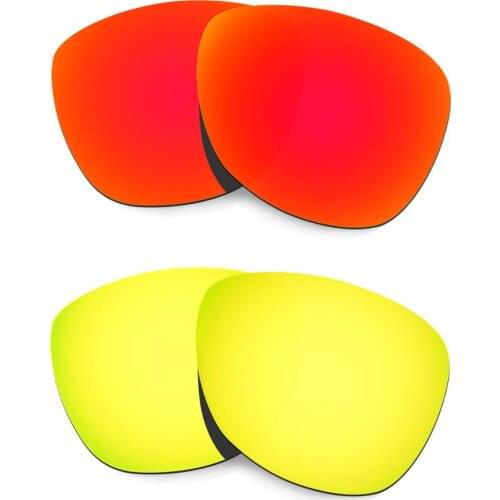 HKUCO For Oakley Frog skins-Asian Fit Sunglasses Polarized Replacement Lenses Red/Gold Pairs 100% UVA & UVB