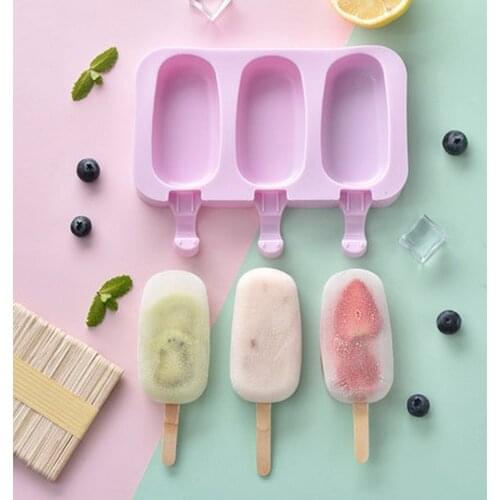 Cartoon Cute Cartoon Ice Cream Mold Silicone Popsicle Mold Reusable DIY Dessert Ice Pop Mold with Lids and Sticks