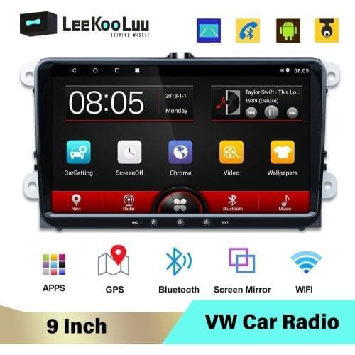 LeeKooLuu Android 2Din Radio 9 " Car Multimedia GPS Navigation for VW T5 Polo Golf 6 Skoda Fabia Octavia Yeti Superb Seat Leon