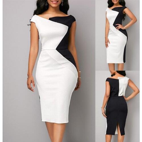 Hot Sell Plus Size Fashion Women Color Block Sleeveless Irregular Bodycon Midi Dress 2021 Summer bodycon dress