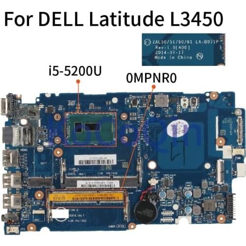 Laptop Motherboard For DELL Latitude 3450 L3450 I5-5200U Notebook Mainboard CN-0MPNR0 0MPNR0 LA-B071P SR23Y DDR3
