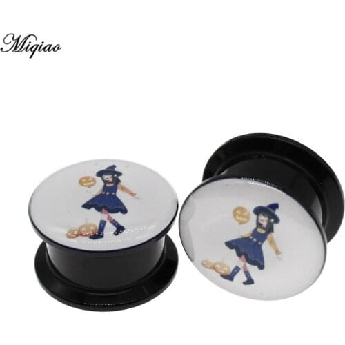 Miqiao 2pcs Fashionable Girl Ear Diffuser Acrylic Ear Expander Stretcher Body Piercing Tunnel Halloween Jewelry