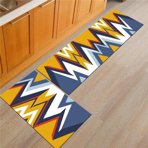 Washable Non-slip Long Kitchen Floor Mat Living Room Carpet Bathroom Entrance Door Doormat Bath Mat Hallway Geometric Floor Rug