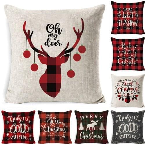 Christmas Printing Cushion Cover Pillowcase Sofa Cushions Pillow Cases Cotton Linen Pillow Covers Home Decor 45*45cm