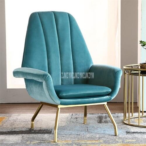 Nordic Single Leisure Sofa Chair Flannelette Fabric Iron Art Leg Minimalist Bedroom Living Room Luxury American Style Sofa Chair