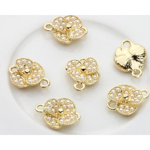 Golden Zinc Alloy Charms Pendant Flowers Charms 6pcs/lot 12mm For DIY Jewelry Earring Making Accessories