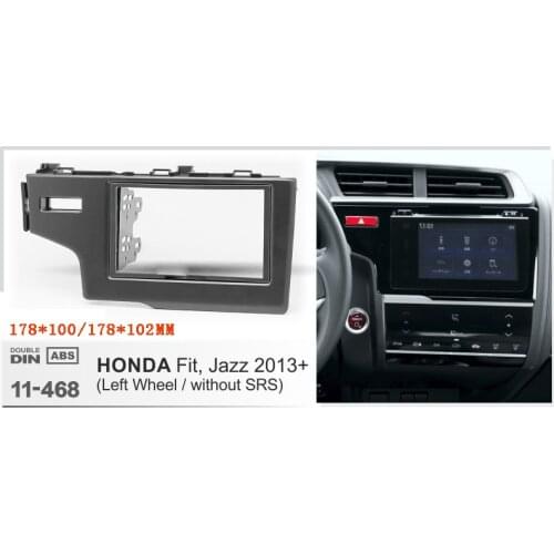 2Din Car Radio Fascia for Honda Fit Jazz 2013 2014 2015 LHD MATT Black Car Auto Stereo GPS Navigation plate panel Frame Kit