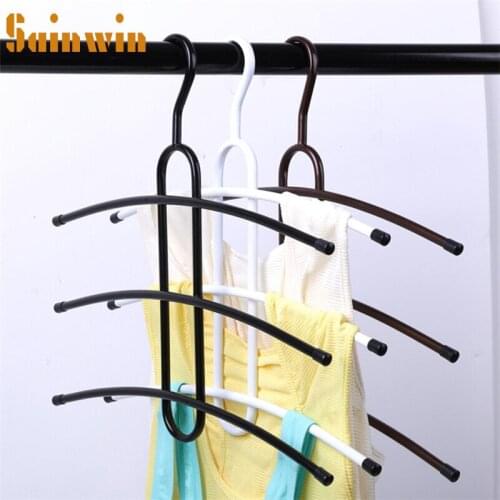 Sainwin 3pcs/lot Metal Hangers For Clothes Multi-function Creative Clothes Drying Rack Multilayer Magic Fishbone Storage Closet