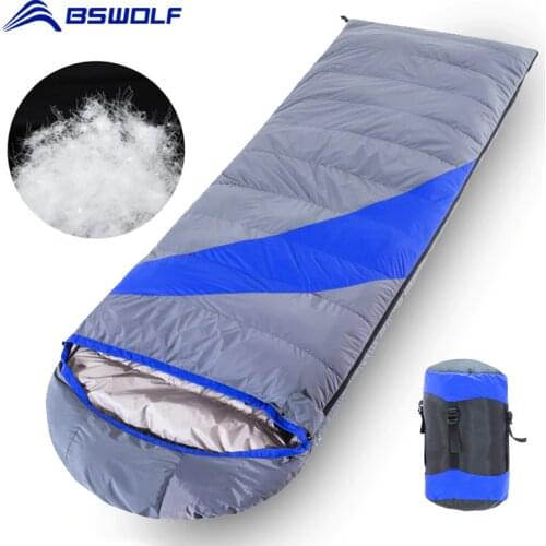 BSWolf Winter Ultralight Duck Down Sleeping Bag Outdoor Camping Waterproof Envelope Sleeping Bag For Adult Nylon Soft