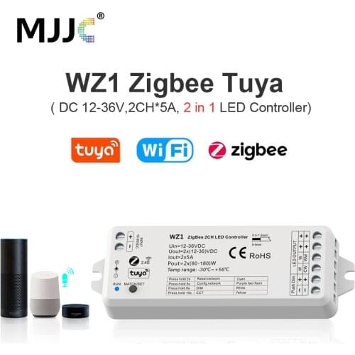 Tuya Zigbee Dimmer LED Switch 12V 24V 36V DC 2CH Wireless RF 2.4G Remote WIFI Smart Life CCT WW CW Strip Controller WZ1 Dimer