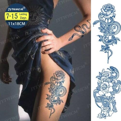 Snake Tattoo Juice Tattoo Waterproof Lasting Sexy Fake Tattoo Female Geometric Arm Art Flower Planet Dragon Fake Tattoo Men