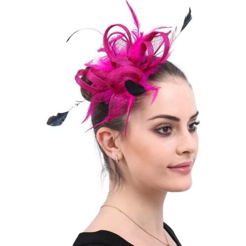 British Wild Fashion Flax Mesh Bridal Small Hats Wedding Feather Hair Accessories Banquet Party Ladies Headpiece Handmade