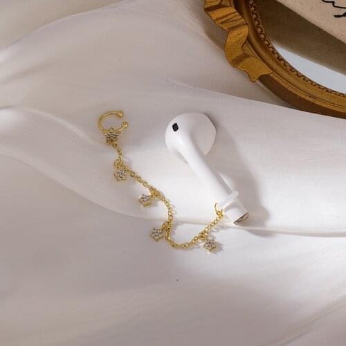 Earphone anti-lost Chain Female Bluetooth Anti-drop Ear Clip Star Earrings Fashion Jewelry Good Gift