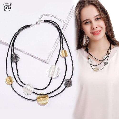 Trendy Multi-layer Rope Chain Necklaces for Women Matte Silver Choker Necklace Handmade Jewelry Unique Aesthetic Accessories