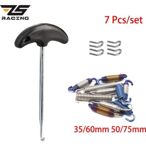 ZS Racing 7Pcs/set Motorcycle Exhaust Stand Spring 60mm/75mm Hook Puller Tool Stainless Steel For Dirt Bike ATV Motocross