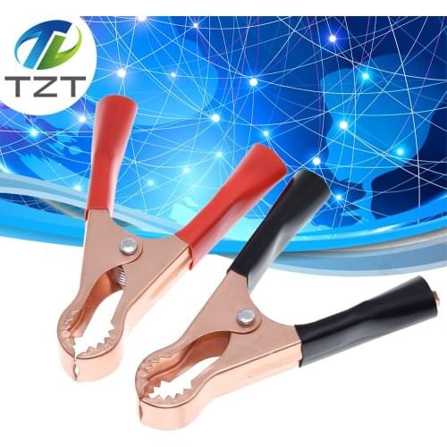 1set 50A Red + Black 80mm Crocodile Car Caravan Van Battery Test Lead Clips Best Promotion Alligator Clips Connector Plug Power