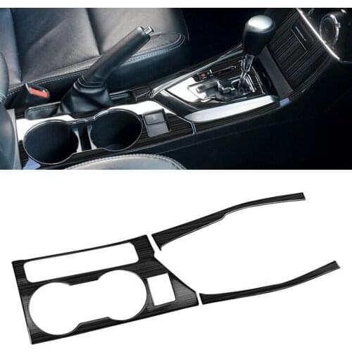 1 Set Stainless Steel Black Console Gear Shift Water Cup Panel Trims Covers LHD Fit For Toyota Corolla 2014 2015 2016 2017 2018