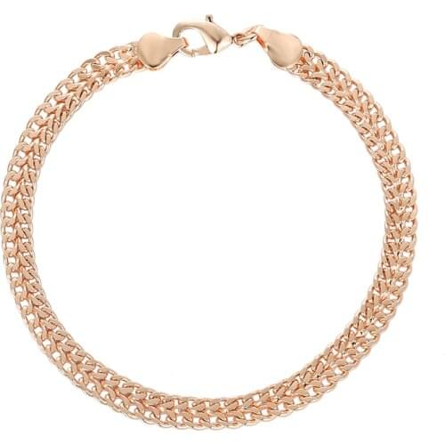 1pcs 6mm Men Women Gold Color Bracelet Bangles Lobster Clasp Rose Chain Accessories E137