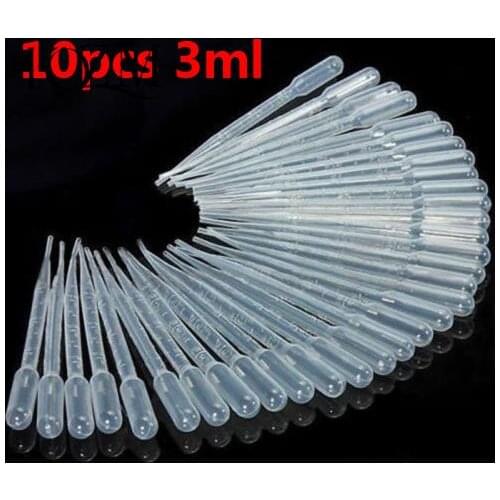 10Pcs Transparent Pipettes Disposable Plastic Eye Dropper Transfer Graduated Pipettes For Resin Silicone Mold 3ML