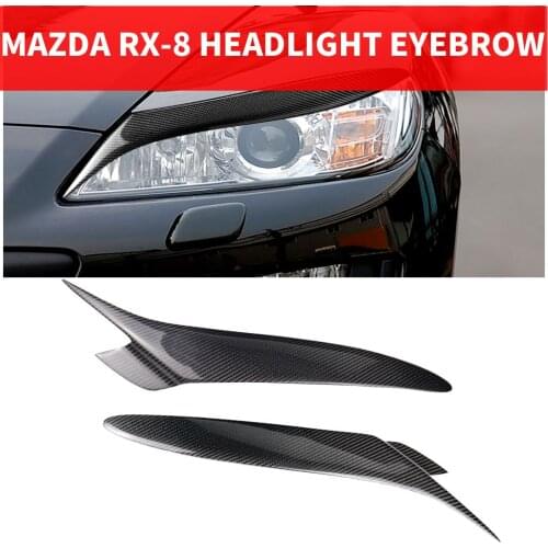 2PCS Car Styling Real Carbon Fiber Headlight Eyebrow Eyelids For Mazda RX8 RX-8 Trim Cover Sticker 2004-2008 Accessory Parts