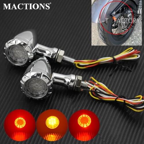2PCS Motorcycle Chrome LED 12V 10mm Brake Blinker Running Light Turn Signal Lamp For Harley Chopper Cruiser Custom For Honda