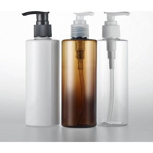 20pcs/lot 250ml white/transparent/brown Plastic Shampoo Bottle,Dispening Pump Cap,Empty Cream Container Shower Gel Liquid soap