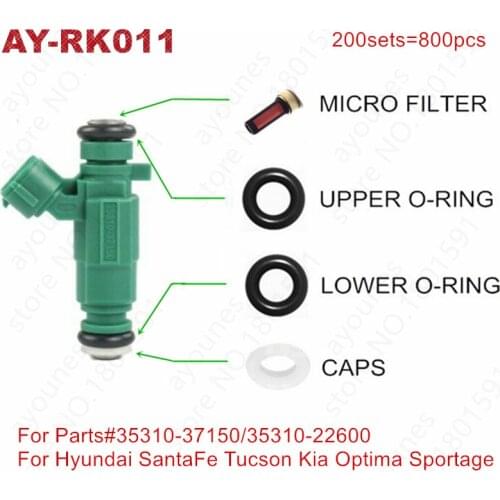200Sets Fuel Injector Repair Kit For Hyundai SantaFe Tucson Kia Optima Sportage 2.7 2.5 1.6 Parts# 35310-37150 (AY-RK011)