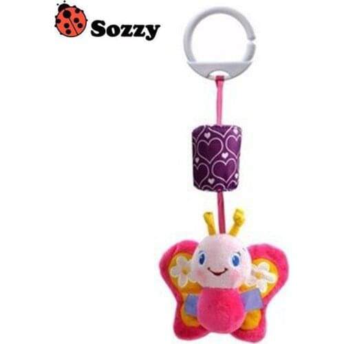 2018 Free Shipping. New arrive Butterfly Mobile Bed Hanging Plush Dolls Animal Bells Ring 0 -1 Years Baby Rattle Toys
