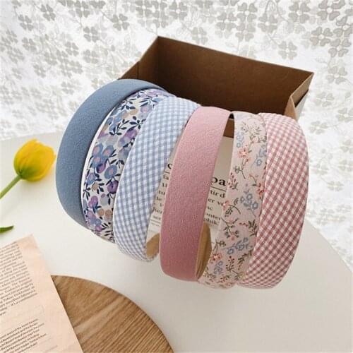 3pcs Vintage Floral Wide Headbands Solid Flower Plaids Hairbands Set for Women Head Wrap Girls Tiara Elegant Headwear