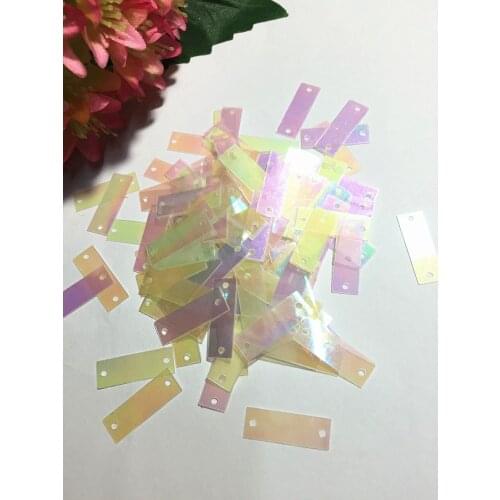 35g 6*19mm Rectangle Sequins Flat Paillettes 2 Holes Shoes Bags Garment Accessory Wedding Crafts DIY Transparent White AB