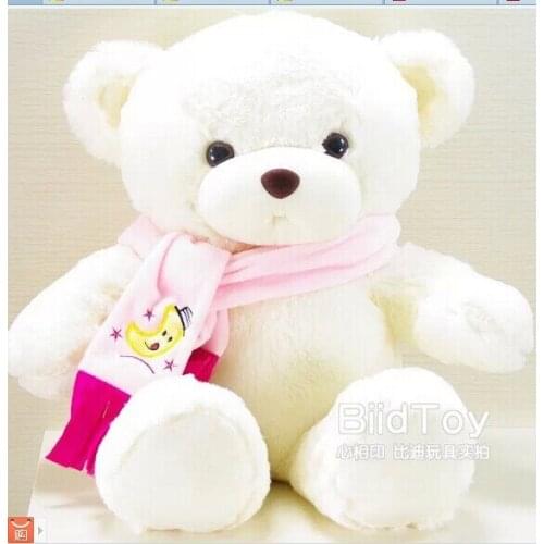 80 cm white teddy bear plush toy scarf bear doll gift w4161