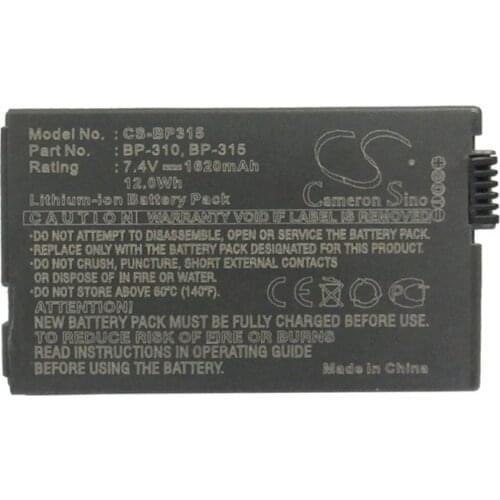 Cameron Sino 1620mah battery for CANON DC51 IXY DVM5 MVX4i Optura 600 BP-310 BP-315 Camera Battery