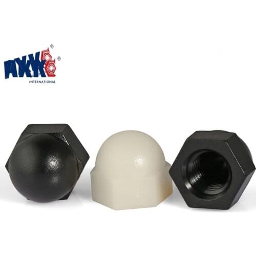 AXK 20Pcs DIN1587 RoHS M3 M4 M5 M6 M8 M10 Black And White Nylon Nut Plastic Cap Nuts Decorative Acorn Nut
