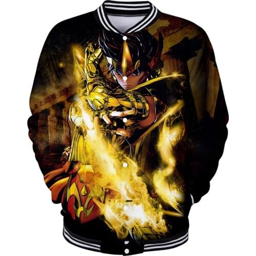 Saint Seiya Print 3D Baseball Jacket Capless Hoodies And Sweatshirts For Couples Winter Fashion Hip Hop Baseball Uniform