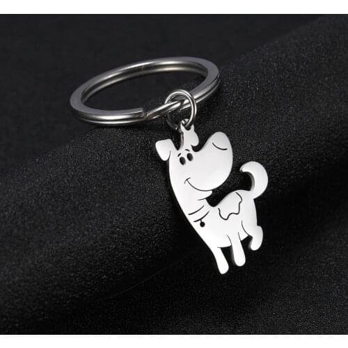 COOLTIME Stainless Steel Fashion Accessories Cute Dog Rhino Unicorn Fox Rabbit Animal Key Chain Women Handbag Gift for Women man