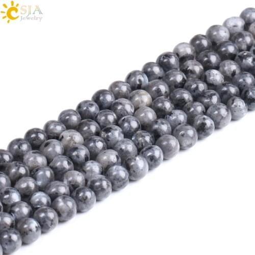 CSJA Black Spectrolite Natural Stone Labradorite Bead Loose Beads for Jewelry Making 4 Size Available Components Wholesale F229