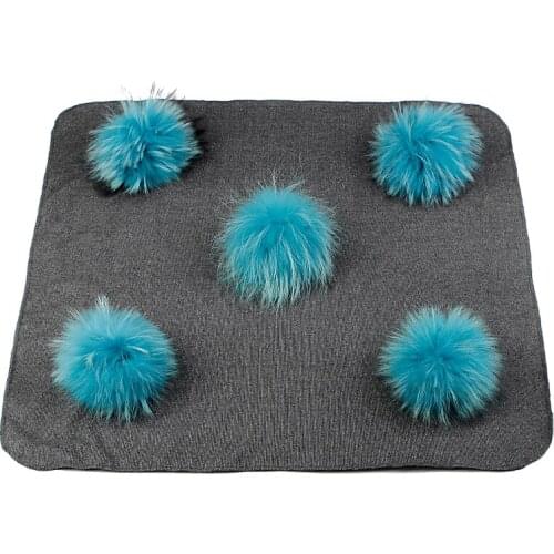 Newborn Kids Baby Warm Cotton Swaddling Blanket Travel Sleeping Blanket with Real Fur Pompom Solid Color Bedding Swaddles Wrap
