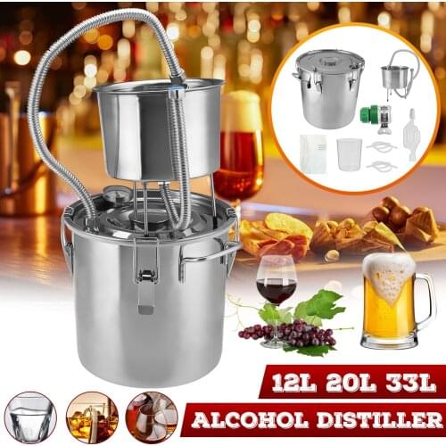 12L/20L/33L Litres Distiller Alambic Moonshine Alcohol Still Stainless Copper DIY Home Brew Water Wine Essential Oil Brewing Kit