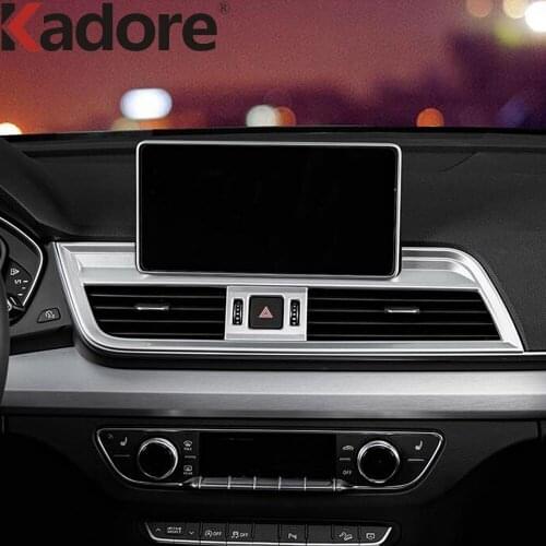 For Audi Q5 2018 2019 2020 Carbon Fiber Car Interior Front Center Air Vent Cover Trim Middle AC Outlet Frame Trims Stickers LHD