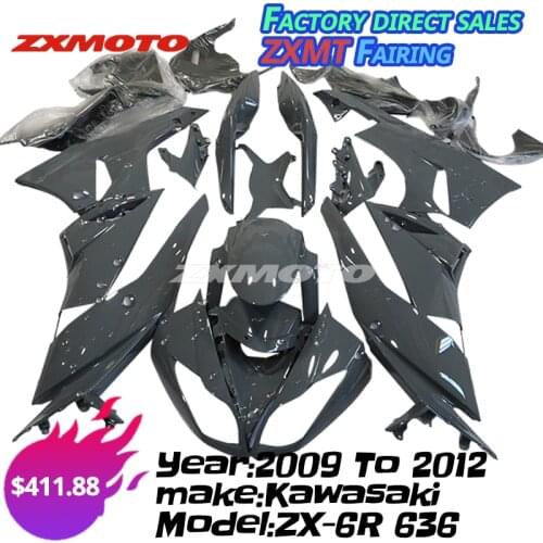 ZXMT ABS Cowling Fender Plastics Full Fairing Kit Set Bodywork For 2009 to 2012 Kawasaki ZX-6R 636 2010 2011 Dark Concrete Grey