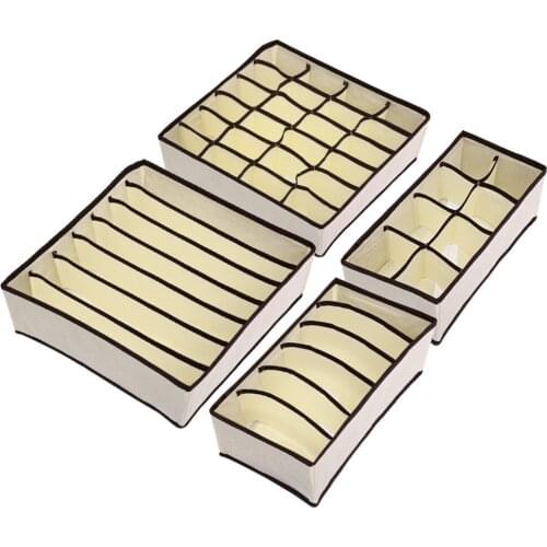 4PCS Underwear Bra Storage Box 2 Colors Storage Organizer Drawer Closet Organizers Boxes For Underwear Sock Necktie Scarve Bra