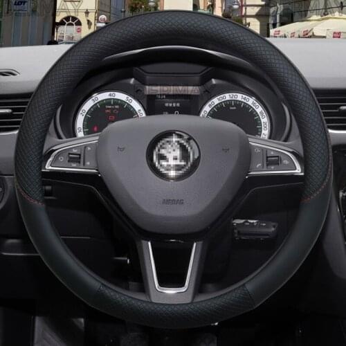 100% DERMAY Brand Leather Car Steering Wheel Cover for Skoda Octavia A5 A7 RS Octavia 2 3 Combi Auto interior Accessories