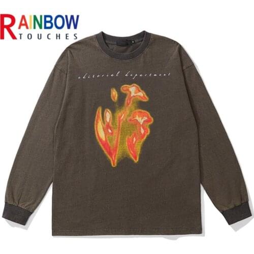 Rainbowtouches 2021 New High Street Retro Chocolate Color Top Youth Fashion Mens Hip Hop Loose Unisex Casual T-shirts Women