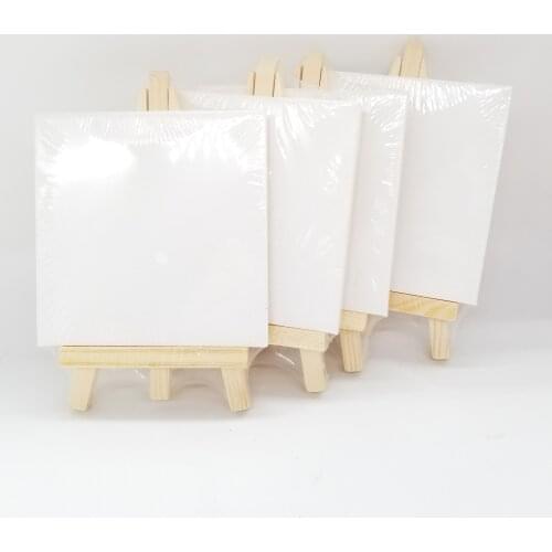 Mini Canvas And Natural Wood Easel Set Painting Kids Craft DIY Drawing Small Table Easel for School