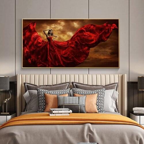 Fashion And Sexy In Red Skirt Woman Oil Painting on Canvas Posters and Prints Scandinavian Wall Art Picture for living room
